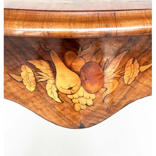 254 - CENTRE TABLE, Victorian burr walnut with satinwood crossbanding and foliate marquetry on cabriole su... 