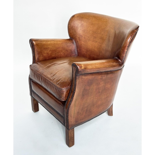 280 - LITTLE PROFESSOR ARMCHAIR, in the manner of Timothy Oulton soft natural mid brown leather upholstery... 