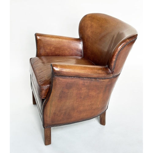 280 - LITTLE PROFESSOR ARMCHAIR, in the manner of Timothy Oulton soft natural mid brown leather upholstery... 