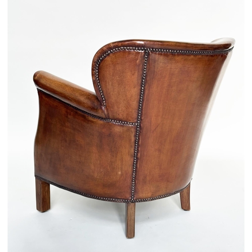 280 - LITTLE PROFESSOR ARMCHAIR, in the manner of Timothy Oulton soft natural mid brown leather upholstery... 