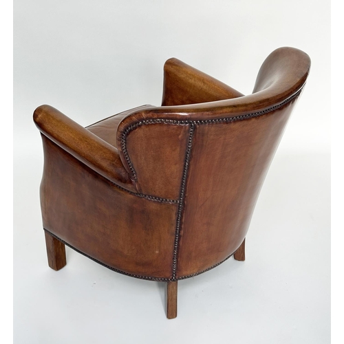 280 - LITTLE PROFESSOR ARMCHAIR, in the manner of Timothy Oulton soft natural mid brown leather upholstery... 