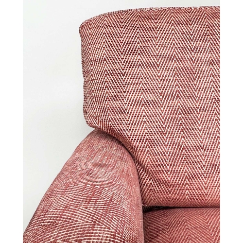 284 - SOFA, two seater, with herringbone weave upholstery and rounded arms, 148cm W.