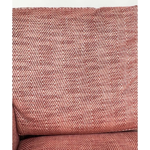 284 - SOFA, two seater, with herringbone weave upholstery and rounded arms, 148cm W.