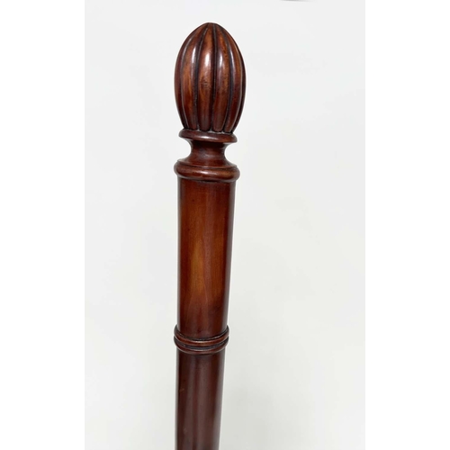 289 - LIBRARY STEPS, Georgian design with four spiral burr walnut inset steps and pole, 158cm H x 46cm W.