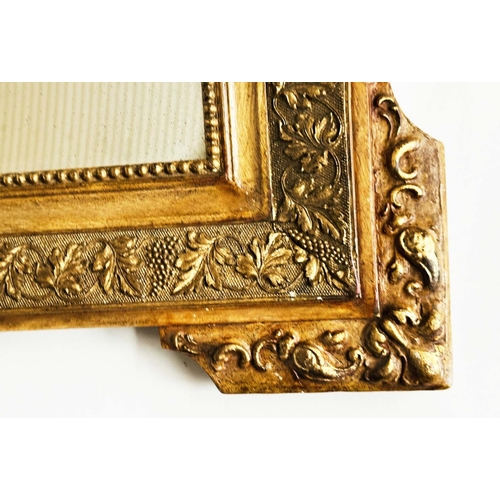 409 - WALL MIRROR, 19th century French giltwood and gesso moulded, rectangular beaded frame, early/origina... 