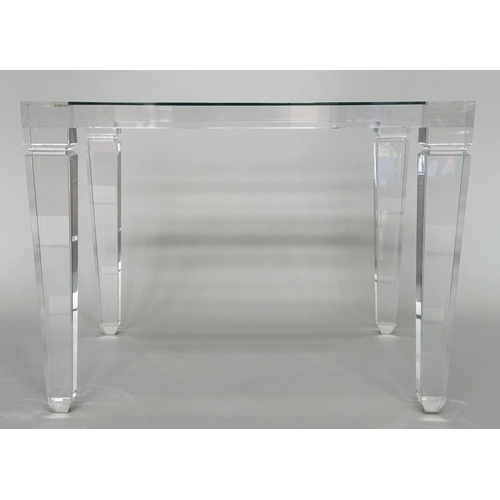 415 - LUCITE LOW TABLE, rectangular lucite framed and glazed with square tapering supports, 80cm W x 60cm ... 