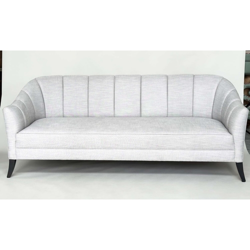 421 - BRAY DESIGN SOFA, ribbed curved back and out swept supports, in Sahco Flint fabric upholstery, 210cm... 