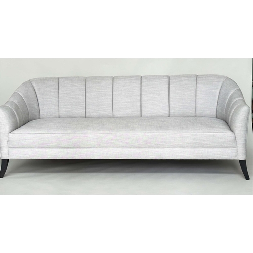 421 - BRAY DESIGN SOFA, ribbed curved back and out swept supports, in Sahco Flint fabric upholstery, 210cm... 