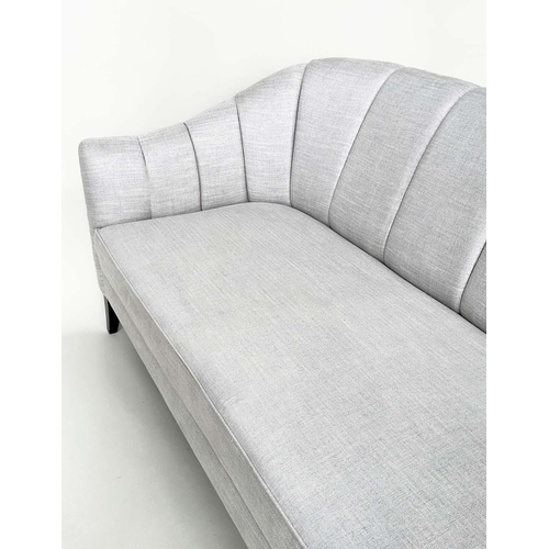 421 - BRAY DESIGN SOFA, ribbed curved back and out swept supports, in Sahco Flint fabric upholstery, 210cm... 