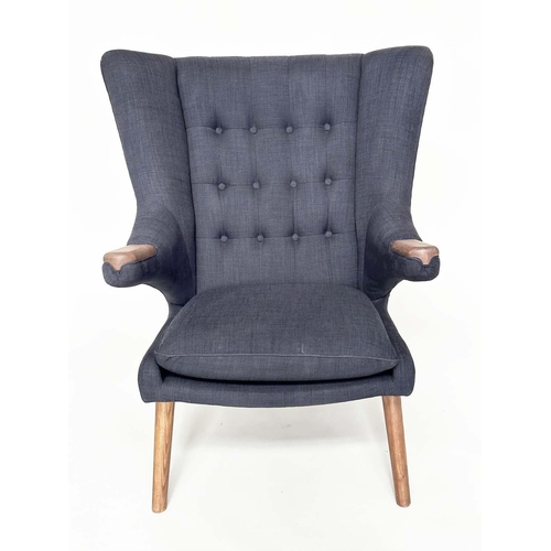 431 - AFTER HANS J WEGNER PAPA BEAR STYLE CHAIR, 100cm H x 90cm x 78cm.