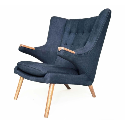 431 - AFTER HANS J WEGNER PAPA BEAR STYLE CHAIR, 100cm H x 90cm x 78cm.