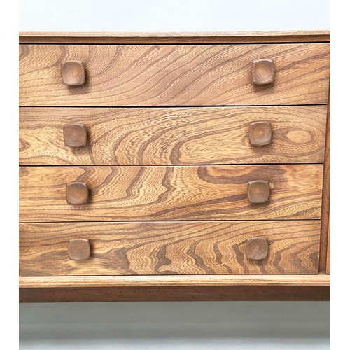 436 - BRISTOW AND TOWNSEND SIDEBOARD, ensign elm with four drawers flanked by cupboards, 178cm W x 46cm D ... 