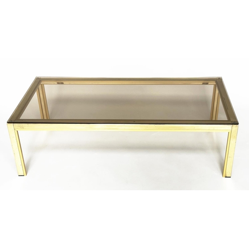 437 - LOW TABLE, 1970s Italian brass and glass rectangular, 130cm x 60cm x 38cm.