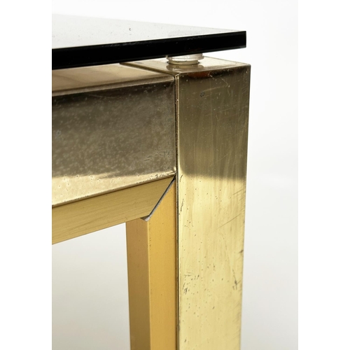 437 - LOW TABLE, 1970s Italian brass and glass rectangular, 130cm x 60cm x 38cm.