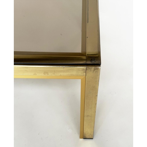 437 - LOW TABLE, 1970s Italian brass and glass rectangular, 130cm x 60cm x 38cm.