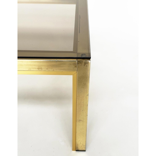 437 - LOW TABLE, 1970s Italian brass and glass rectangular, 130cm x 60cm x 38cm.