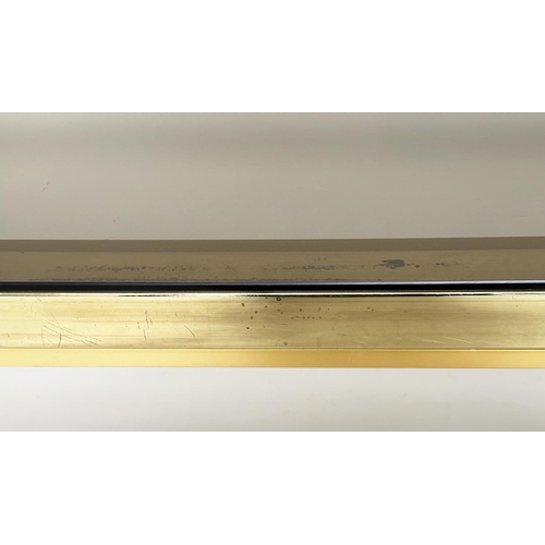 437 - LOW TABLE, 1970s Italian brass and glass rectangular, 130cm x 60cm x 38cm.