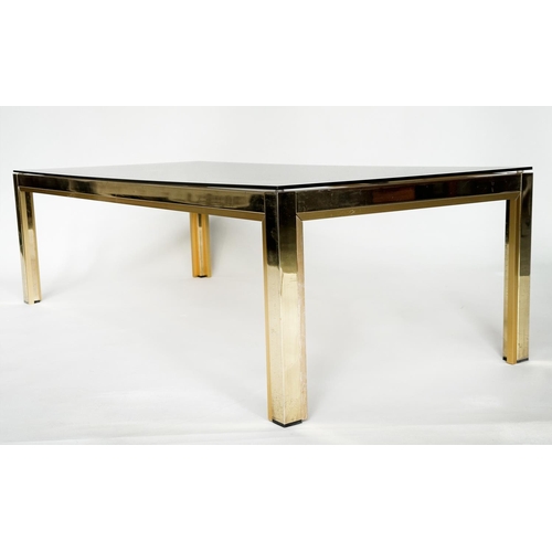 437 - LOW TABLE, 1970s Italian brass and glass rectangular, 130cm x 60cm x 38cm.