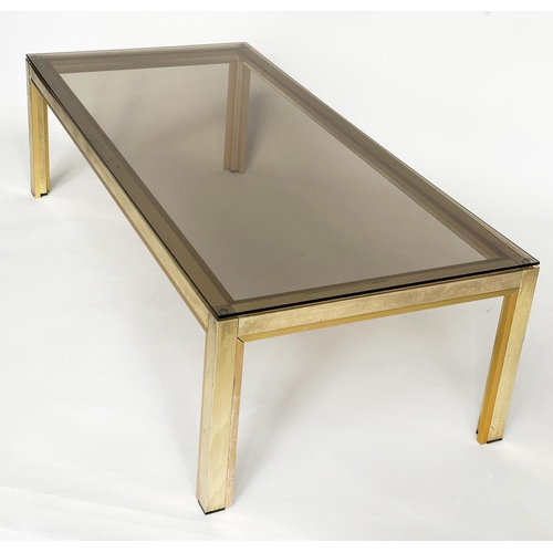 437 - LOW TABLE, 1970s Italian brass and glass rectangular, 130cm x 60cm x 38cm.