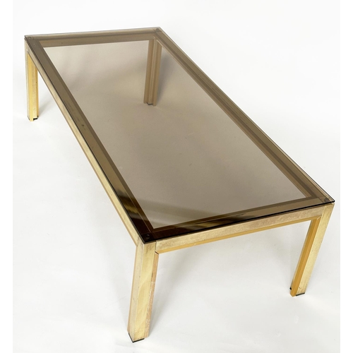 437 - LOW TABLE, 1970s Italian brass and glass rectangular, 130cm x 60cm x 38cm.