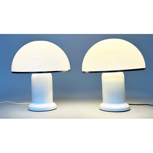 440 - GROUPE HABITAT MUSHROOM LAMPS, a pair, 1970's, opaque plexiglass shade and white body, 43cm H. (2)