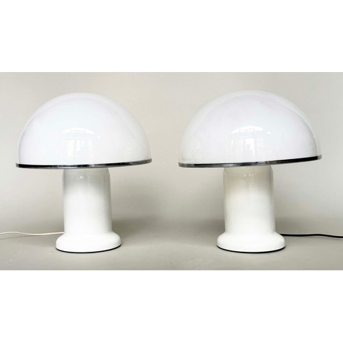 440 - GROUPE HABITAT MUSHROOM LAMPS, a pair, 1970's, opaque plexiglass shade and white body, 43cm H. (2)