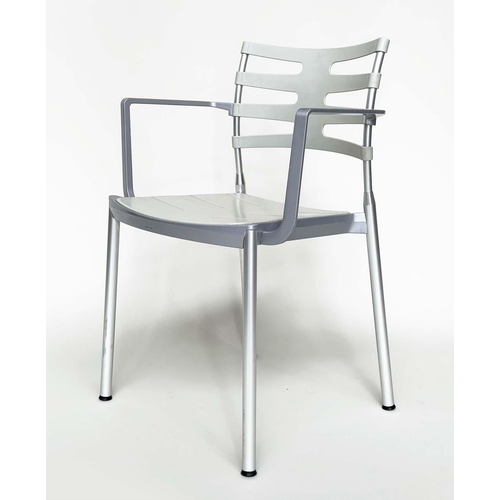 442 - FRITZ HANSEN ICE DINING CHAIRS, a set of four, by Kasper Salto, with a chrome and glass tilt action ... 