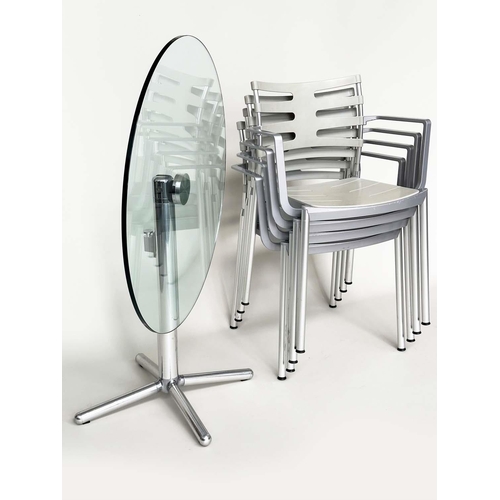 442 - FRITZ HANSEN ICE DINING CHAIRS, a set of four, by Kasper Salto, with a chrome and glass tilt action ... 