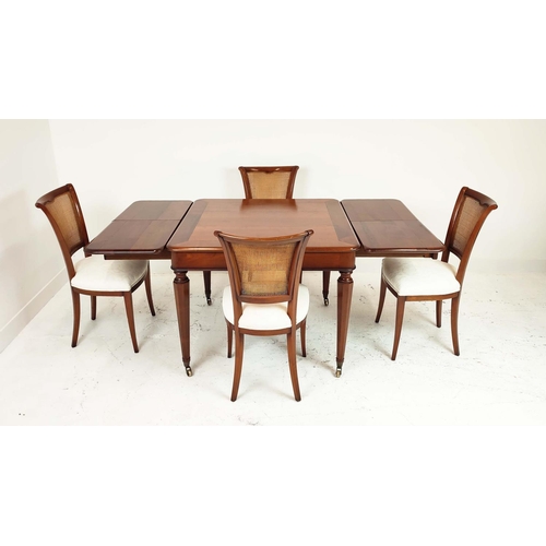 260 - DINING TABLE, cherrywood with two pull out drawers supporting extra leaves, labelled L'Origine, 77cm... 