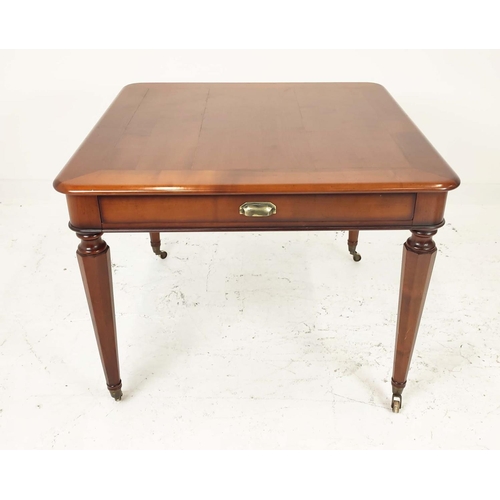 260 - DINING TABLE, cherrywood with two pull out drawers supporting extra leaves, labelled L'Origine, 77cm... 