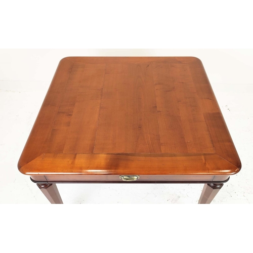 260 - DINING TABLE, cherrywood with two pull out drawers supporting extra leaves, labelled L'Origine, 77cm... 