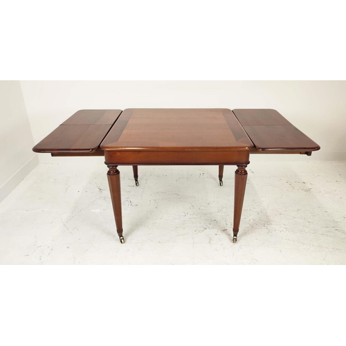 260 - DINING TABLE, cherrywood with two pull out drawers supporting extra leaves, labelled L'Origine, 77cm... 