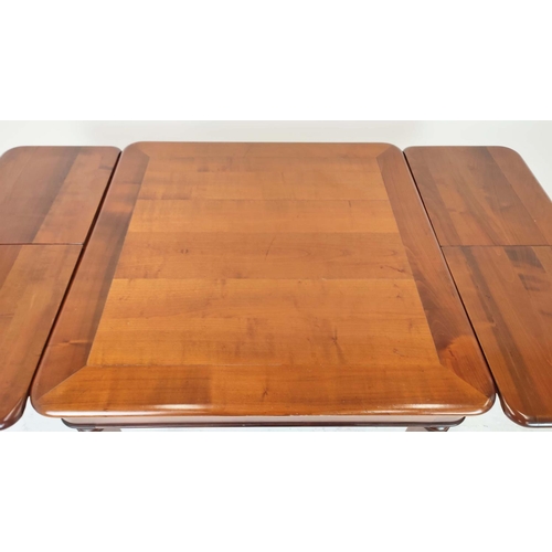 260 - DINING TABLE, cherrywood with two pull out drawers supporting extra leaves, labelled L'Origine, 77cm... 