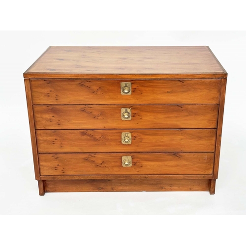 306 - CHEST BY ARCHIE SHINE AND ROBERT HERITAGE, mid 20th century yewwood, with four drawers probably for ... 