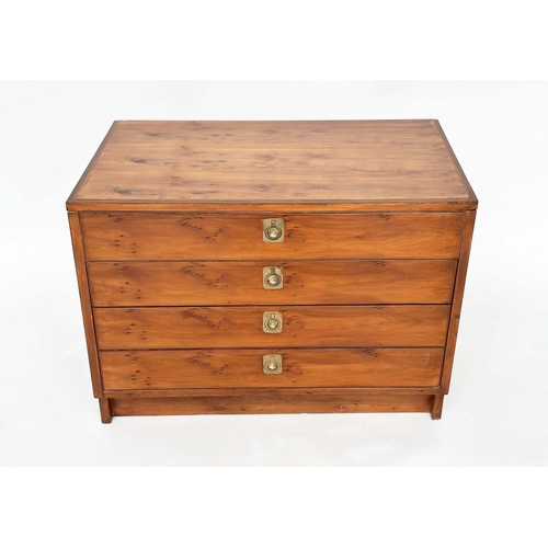 306 - CHEST BY ARCHIE SHINE AND ROBERT HERITAGE, mid 20th century yewwood, with four drawers probably for ... 