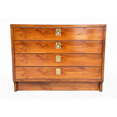 306 - CHEST BY ARCHIE SHINE AND ROBERT HERITAGE, mid 20th century yewwood, with four drawers probably for ... 