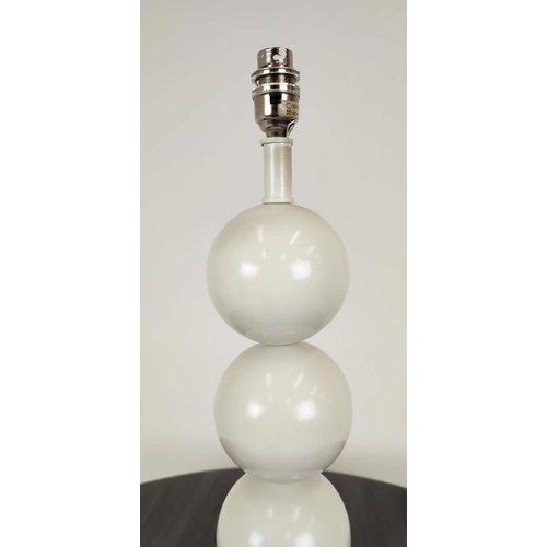 316 - COACH HOUSE TABLE LAMPS, a pair, white metal ball stems, 62cm H. (2)