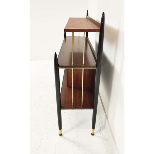 318 - G PLAN LIBRENZA BOOKCASES, a pair, vintage 1950s, ebonised and brass detail, 106cm x 95cm H x 31cm. ... 