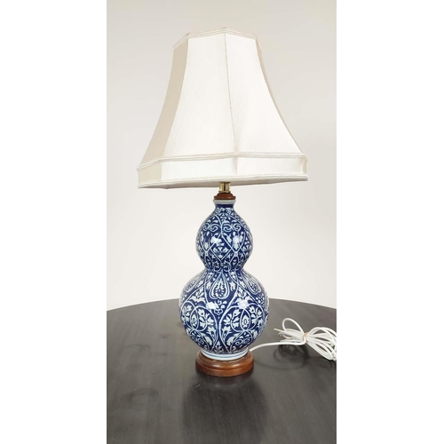 319 - LAUREN RALPH LAUREN HOME TABLE LAMPS, a pair, blue and white double gourd ceramic, with shades, 72cm... 