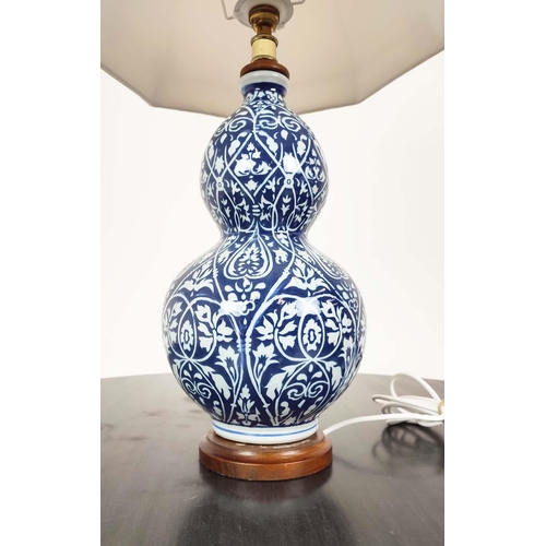 319 - LAUREN RALPH LAUREN HOME TABLE LAMPS, a pair, blue and white double gourd ceramic, with shades, 72cm... 