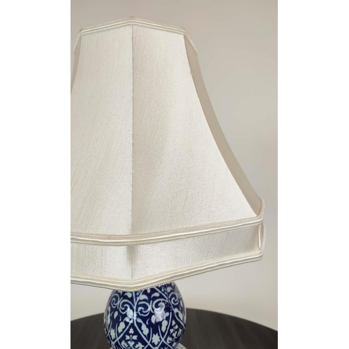 319 - LAUREN RALPH LAUREN HOME TABLE LAMPS, a pair, blue and white double gourd ceramic, with shades, 72cm... 