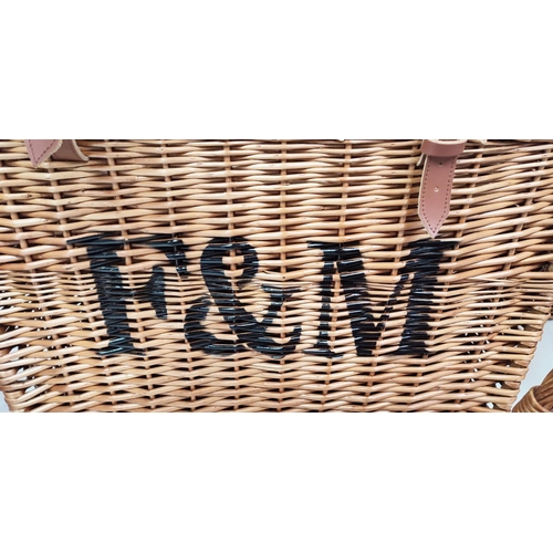 320 - BASKETS, a set of seven, wicker in various sizes, to include a picnic hamper, 40cm H x 60cm x 40cm D... 