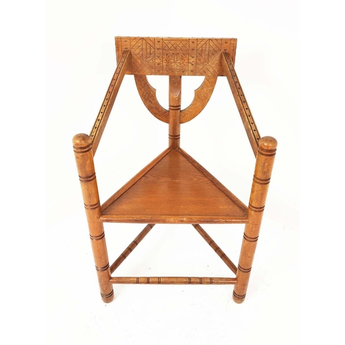 411 - SWEDISH MONK CHAIRS, a pair, with carved and turned detail, each 56cm W x 88cm H.