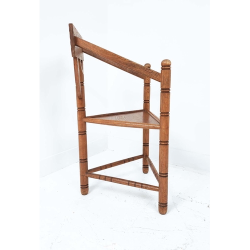 411 - SWEDISH MONK CHAIRS, a pair, with carved and turned detail, each 56cm W x 88cm H.