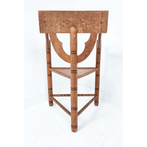 411 - SWEDISH MONK CHAIRS, a pair, with carved and turned detail, each 56cm W x 88cm H.