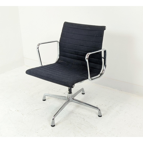 413 - VITRA ALUMINIUM GROUP CHAIR, by Charles and Ray Eames, swivel seat action, cloth bears label, 56cm W... 