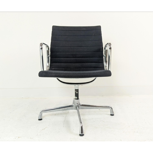 413 - VITRA ALUMINIUM GROUP CHAIR, by Charles and Ray Eames, swivel seat action, cloth bears label, 56cm W... 