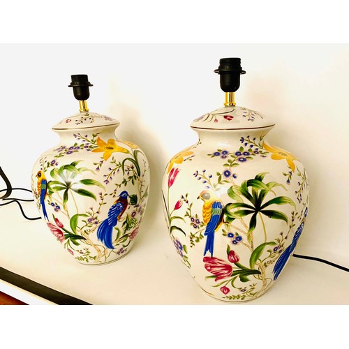 343 - TABLE LAMPS, a pair, glazed ceramic bases, 46cm H approx. (2)