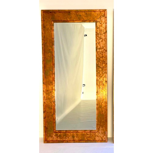 345 - WALL MIRROR, 1970s Italian style and coppered frame, 180cm H x 91cm.