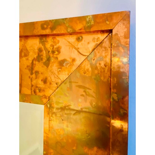 345 - WALL MIRROR, 1970s Italian style and coppered frame, 180cm H x 91cm.